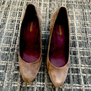 MaxStudio gray suede wedge heels